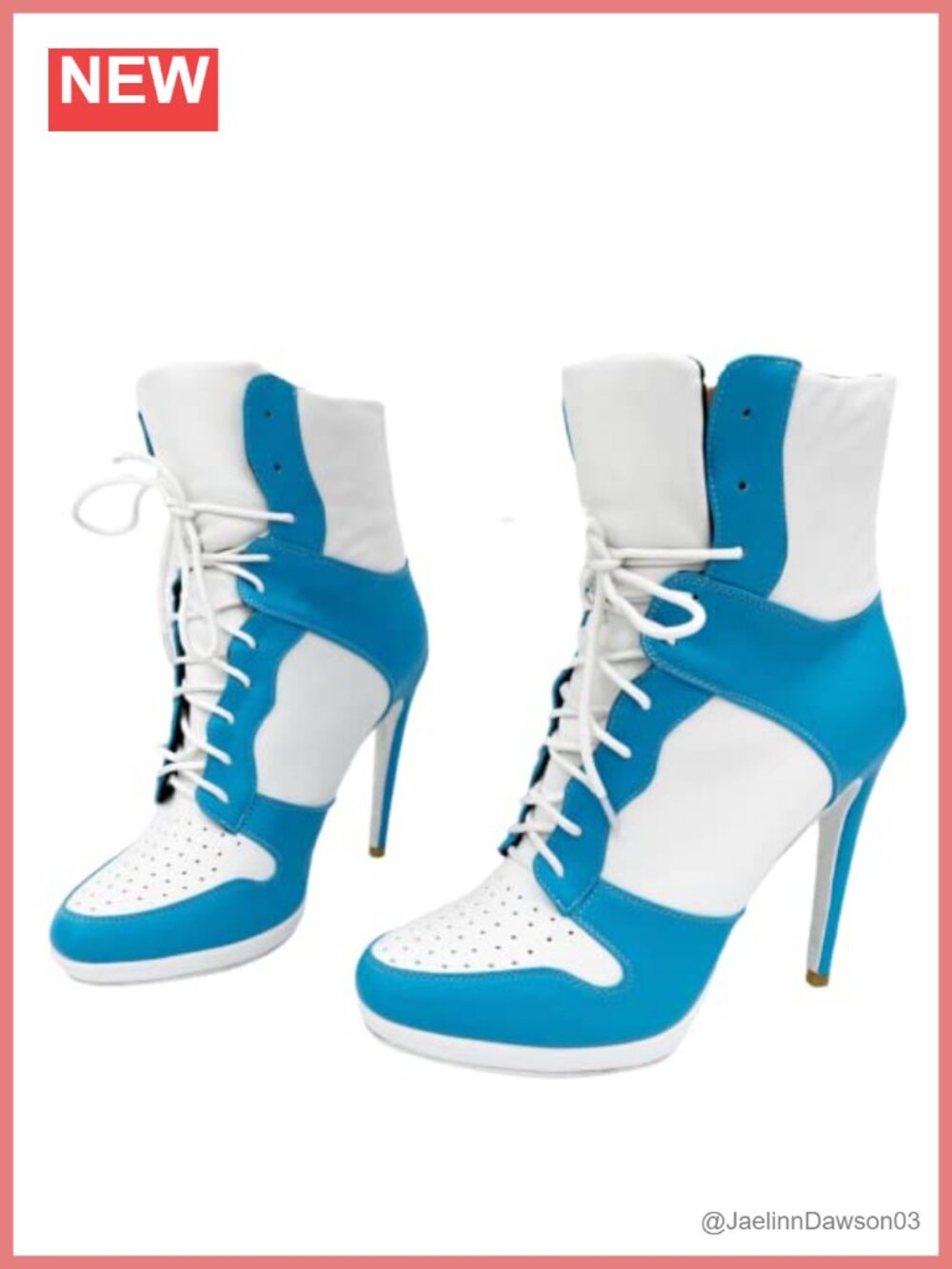 Handmade Faux Leather Stiletto Heel Ankle Bootie Lace Up Platform Party